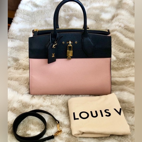 Louis Vuitton Handbags - Louis Vuitton Taurillon Pink /Black Leather City Steamer Bag